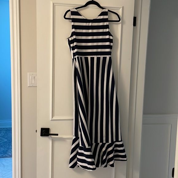 Chaps navy blue & white striped cotton dress with stretch - Picture 5 of 6